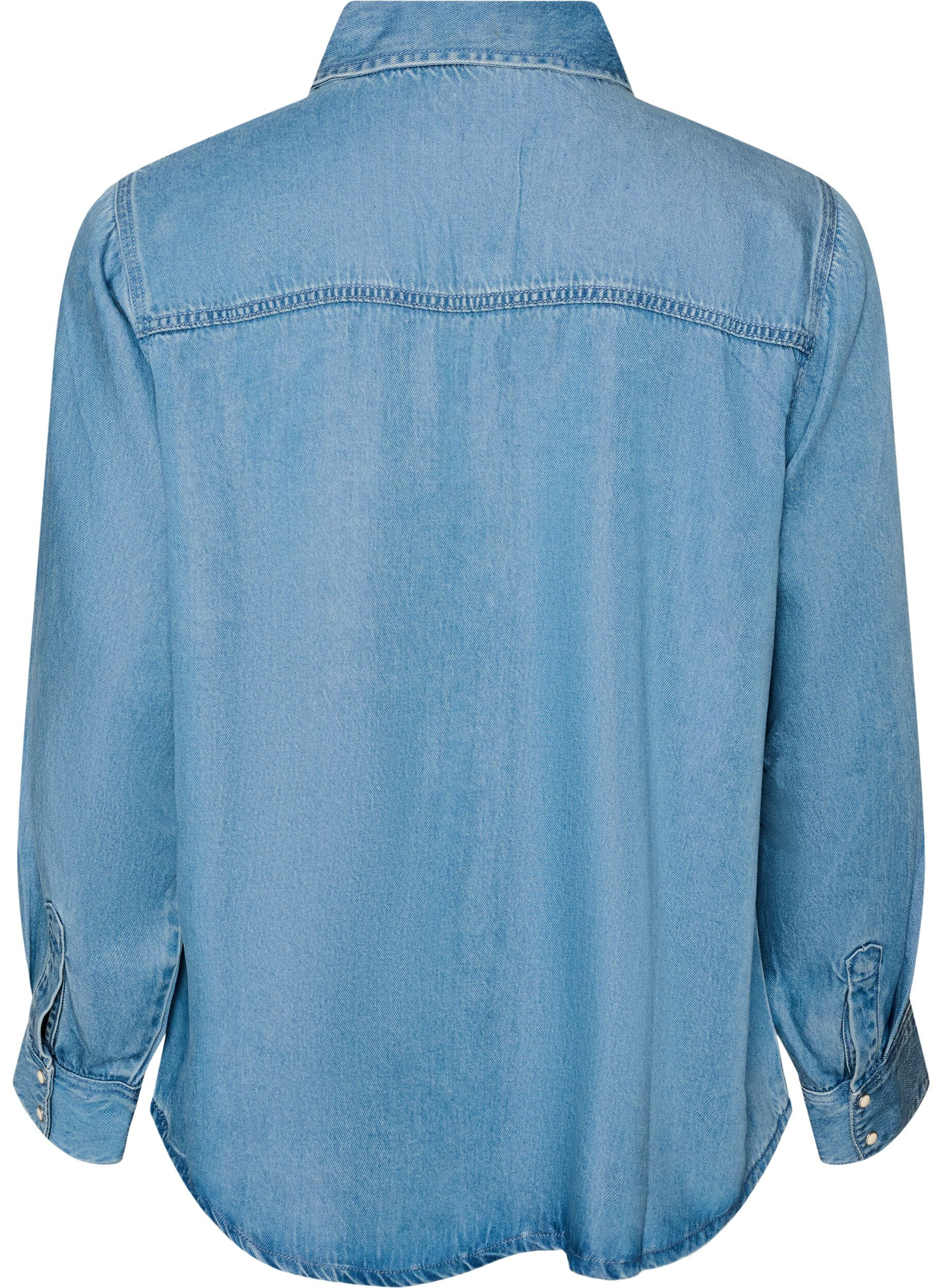 ZizziDenimskjorte i lyocell med trykknapper, Bl&aring;, Packshot image number 1