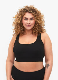 Bikinitopp med crepe struktur, Black, Model