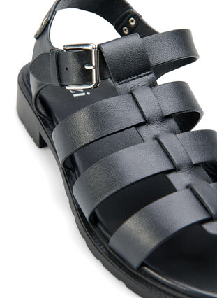 Sandaler i skinn og med wide fit, Black, Packshot image number 3