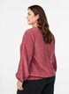 Bluse med V-hals og krøllete tekstur, Rosa, Model image number 2