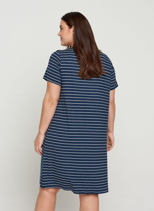 Kjole med korte ermer, Mood Indigo Stripe, Model image number 1