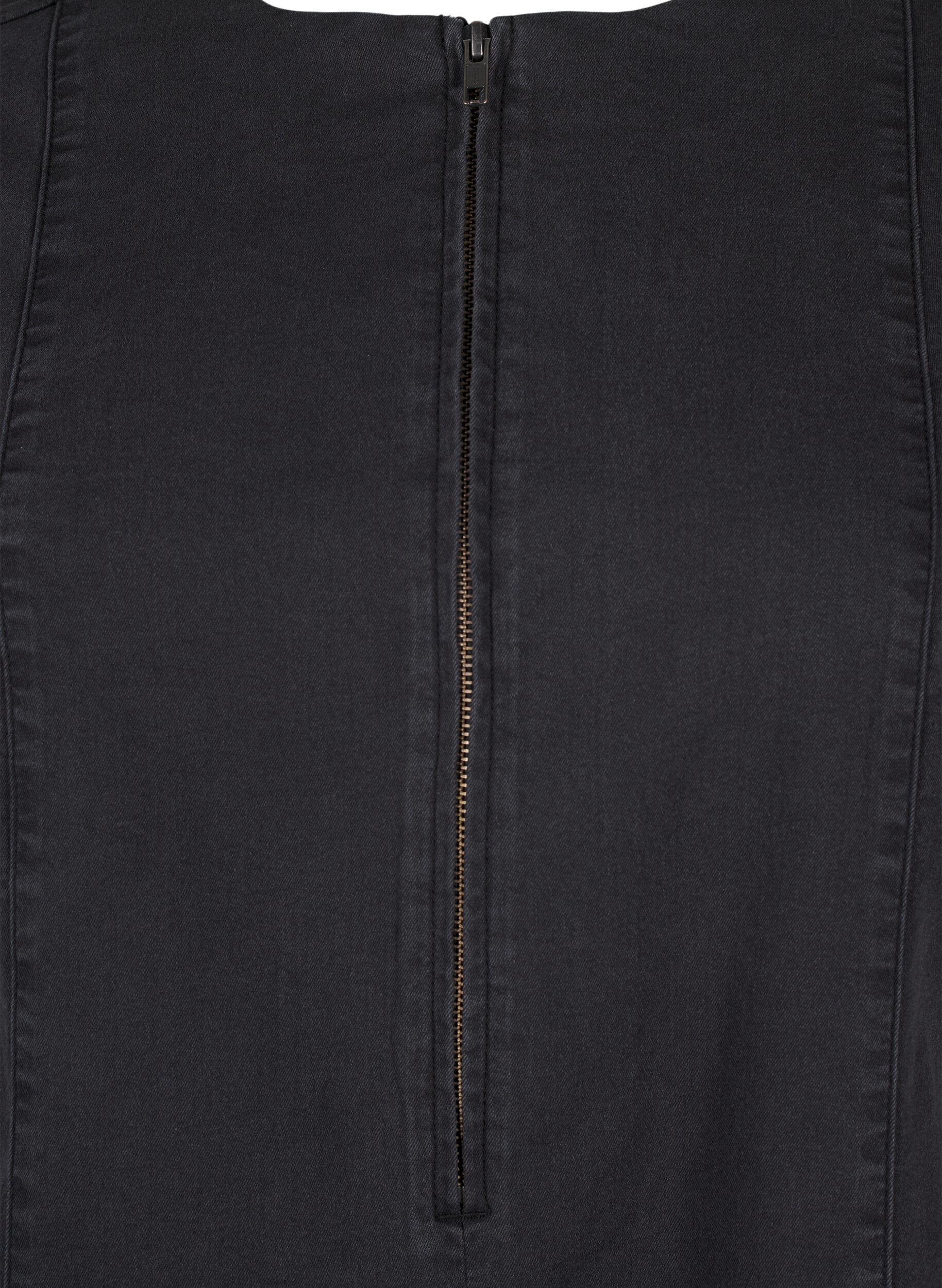 Zizzi A-formet denimkjole med glidel&aring;s, Grey Washed, Packshot image number 2