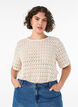 Kortermet bluse med hullbroderi, Beige, Model image number 0