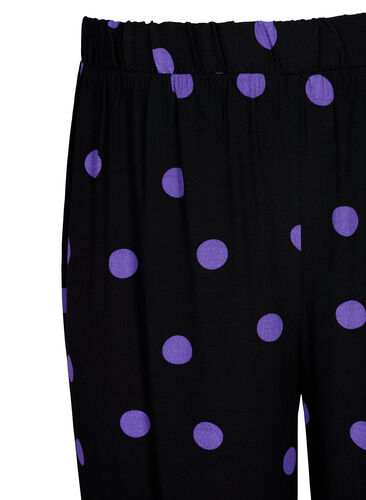 Bukser i viskose med prikker, Black w. Purple Dot, Packshot image number 2