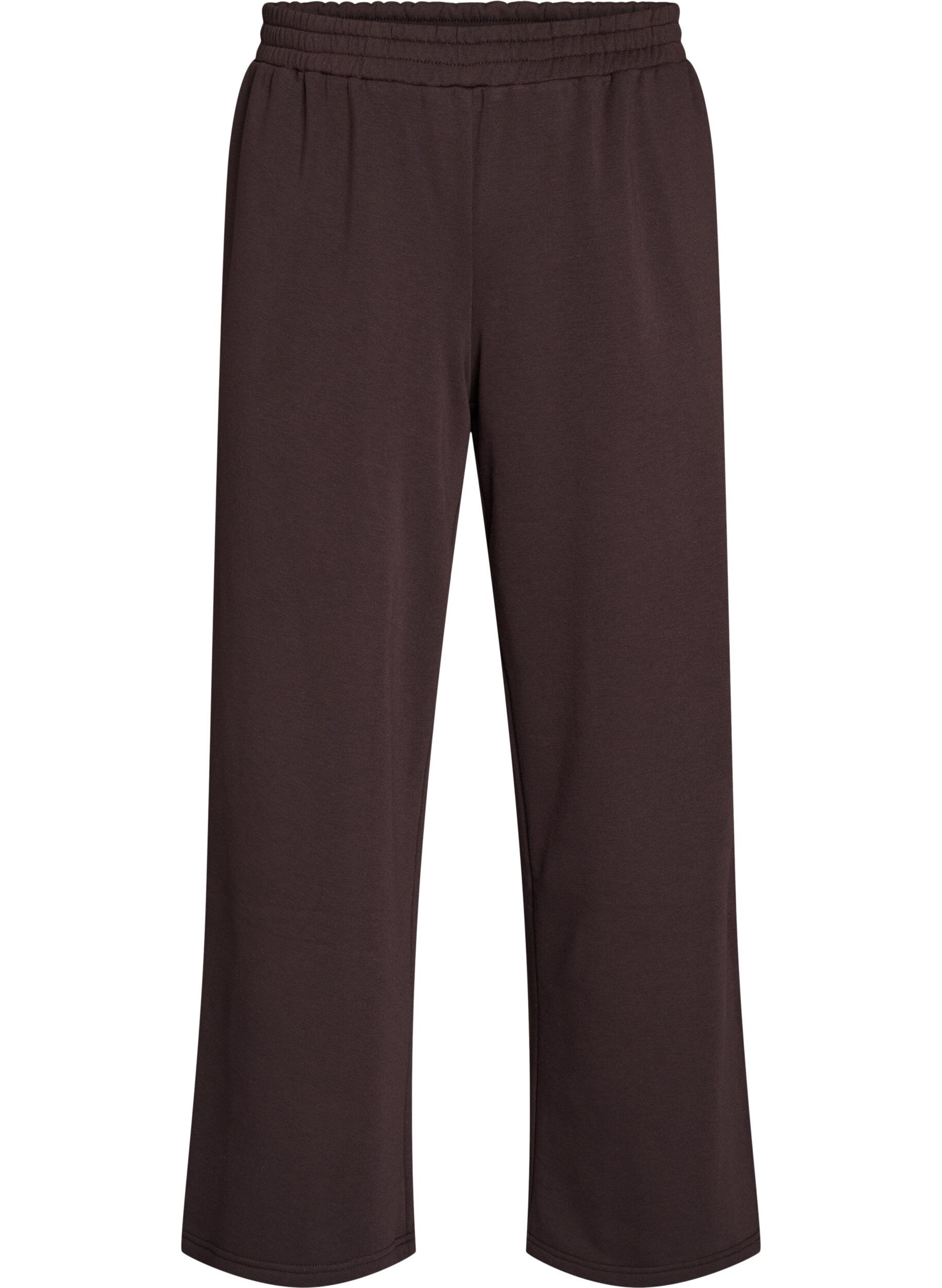 ZizziSweatpants med h&oslash;y midje og vide ben, Brun, Packshot image number 0