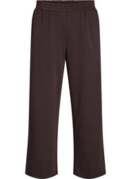 Sweatpants med h&oslash;y midje og vide ben, Brun