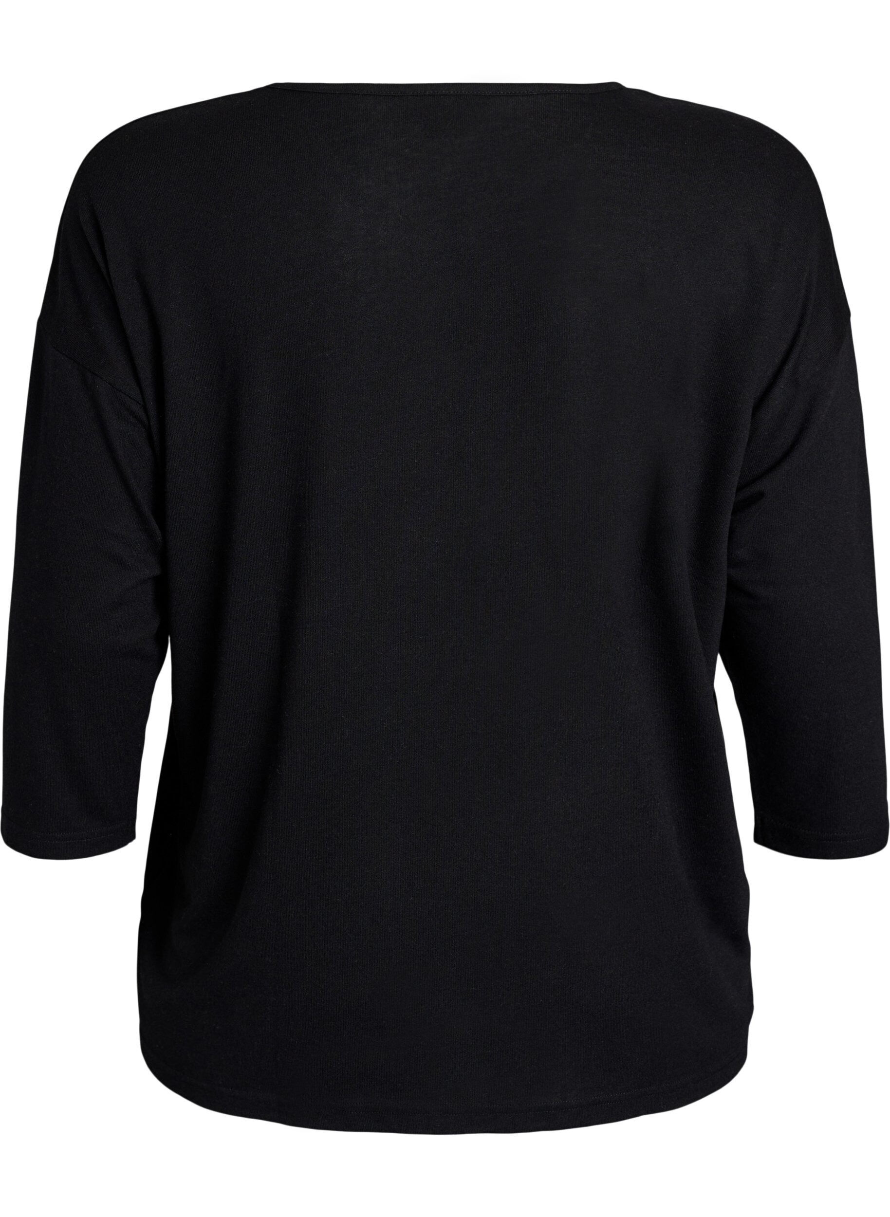 ZizziJersey bluse med 3/4 ermer, Svart, Packshot image number 1