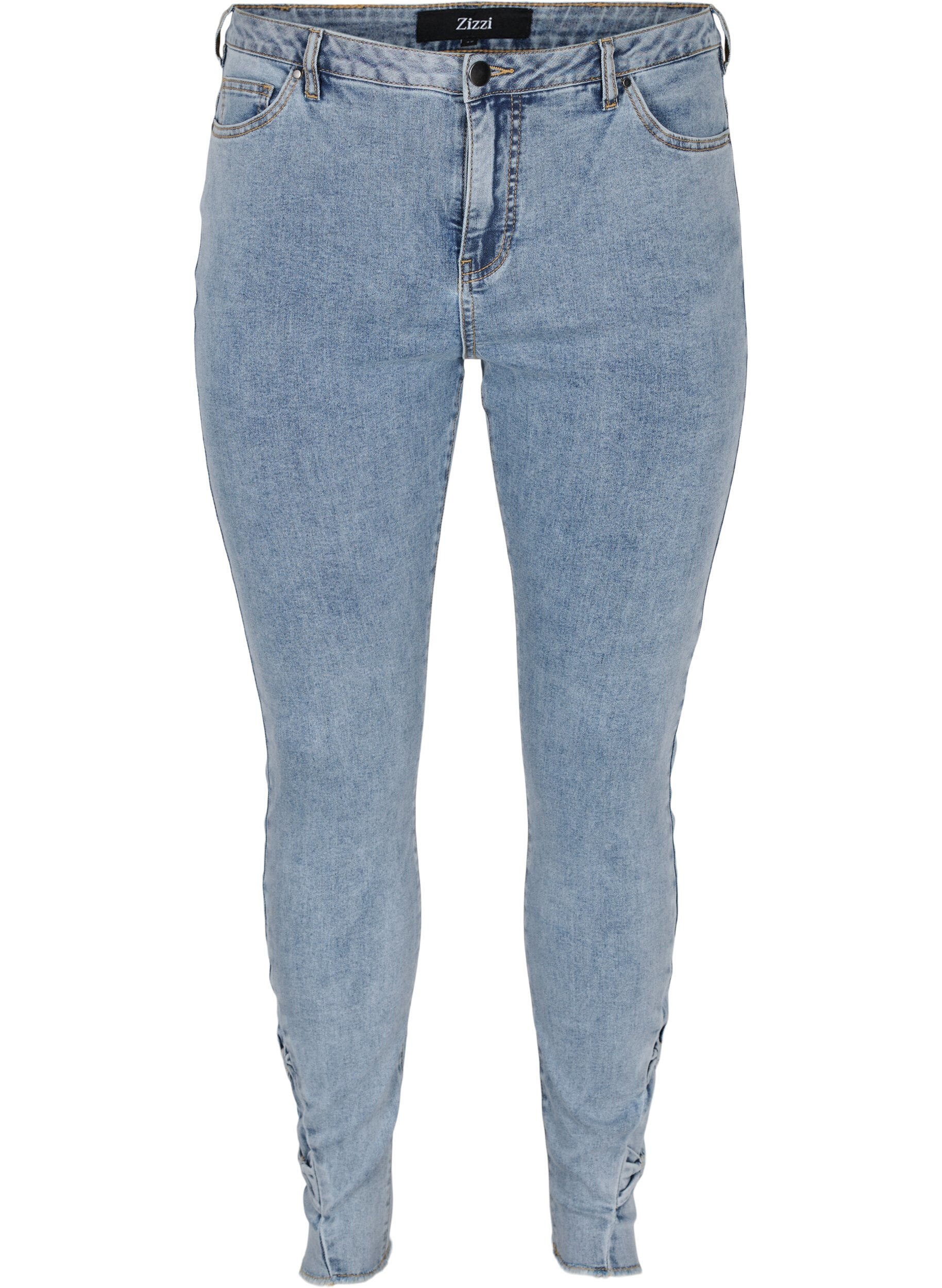 Zizzi Cropped Amy jeans med sl&oslash;yfer, Light blue, Packshot image number 0