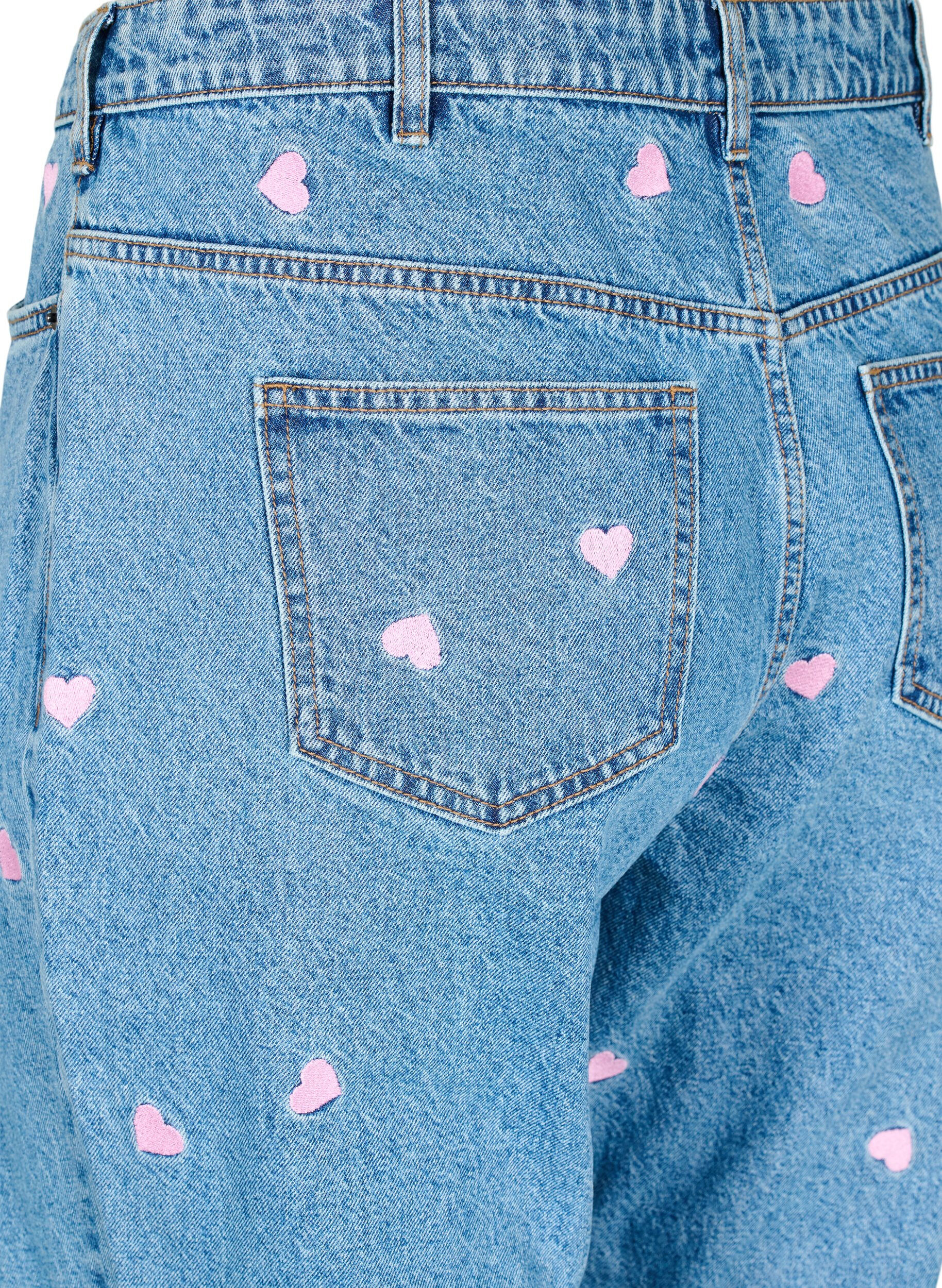 Zizzi H&oslash;y midje Gemma jeans med hjerter, Bl&aring;, Packshot image number 3