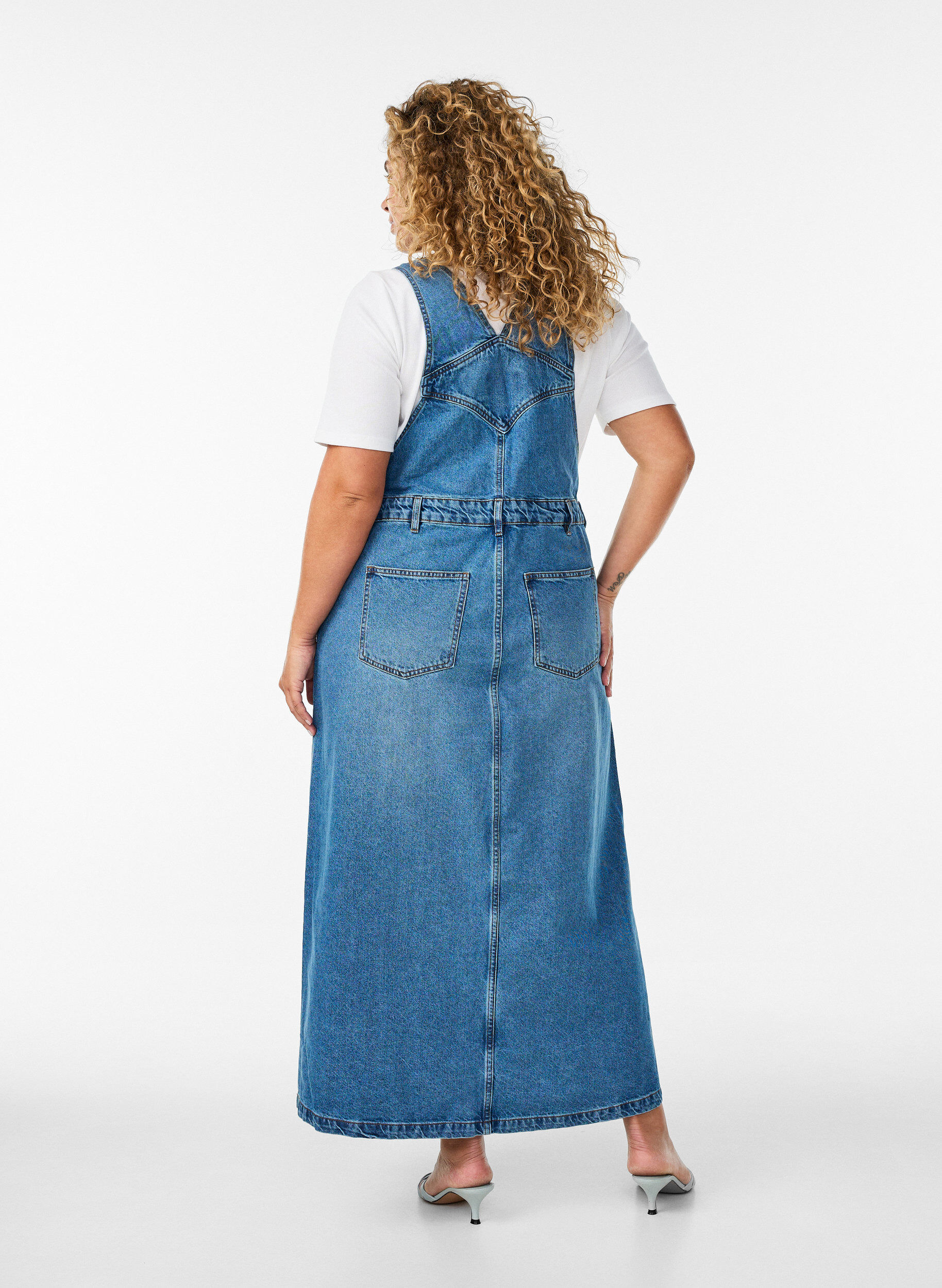 Zizzi Denim selekjole i midi-lengde, Bl&aring;, Model image number 1