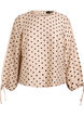 Bluse med prikker og knytedetaljer, Beige, Packshot image number 0