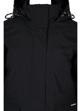 Vinterjakke med lommer og refleksdetaljer, Black, Packshot image number 2