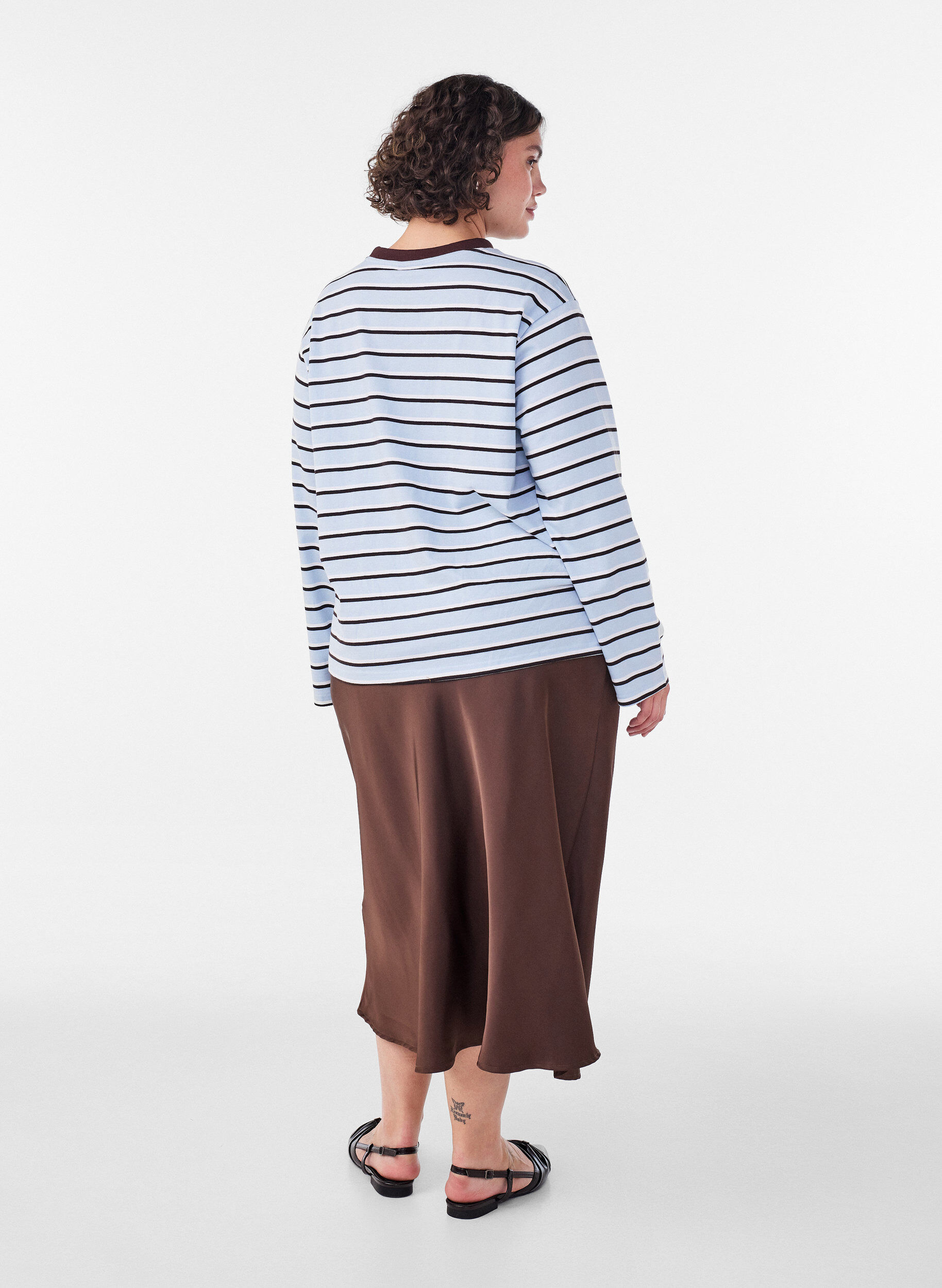 ZizziBasis t-skjorte med lange ermer, Bl&aring;, Model image number 2