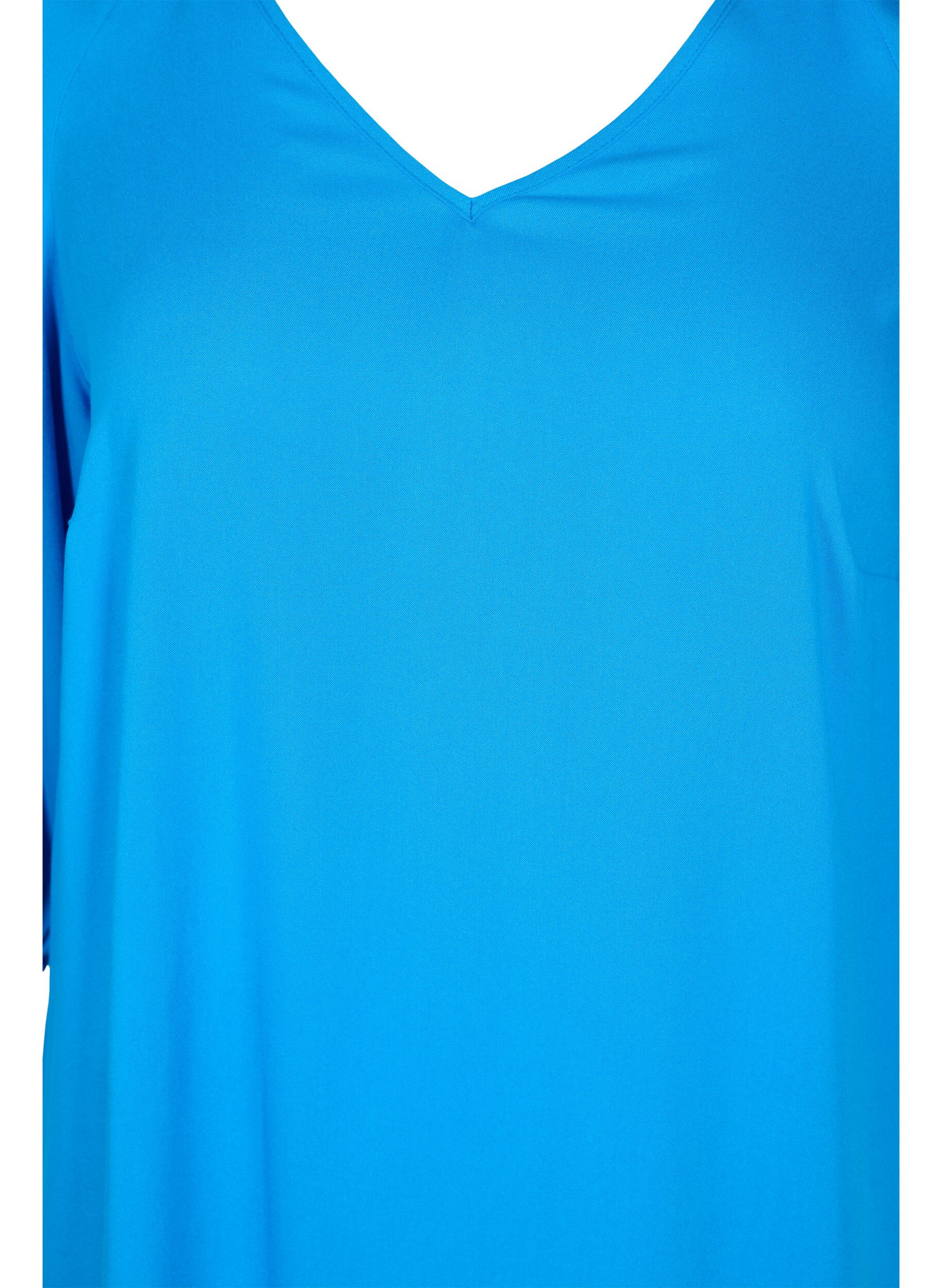 Zizzi Kjole i viskose med V-hals, Indigo Bunting, Packshot image number 2