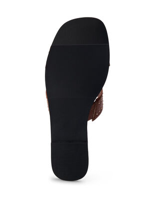 Flate slip-on-sandaler med bred passform og nitter, Friar Brown, Packshot image number 4
