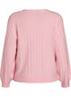 Cardigan med ribbet tekstur og ballongermer, Rosa, Packshot image number 1