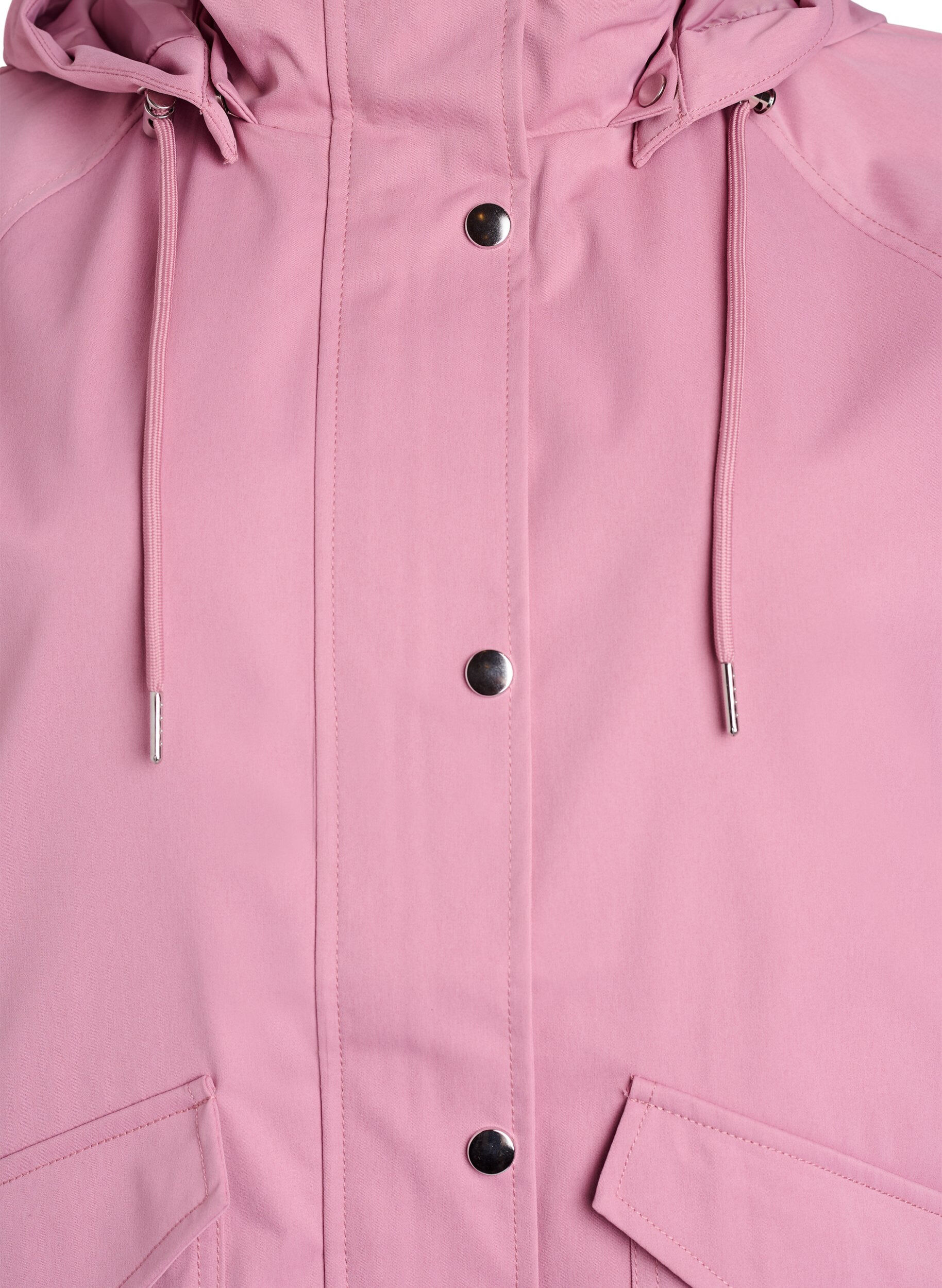 ZizziKort v&aring;rjakke med avtagbar hette, Rosa, Packshot image number 2