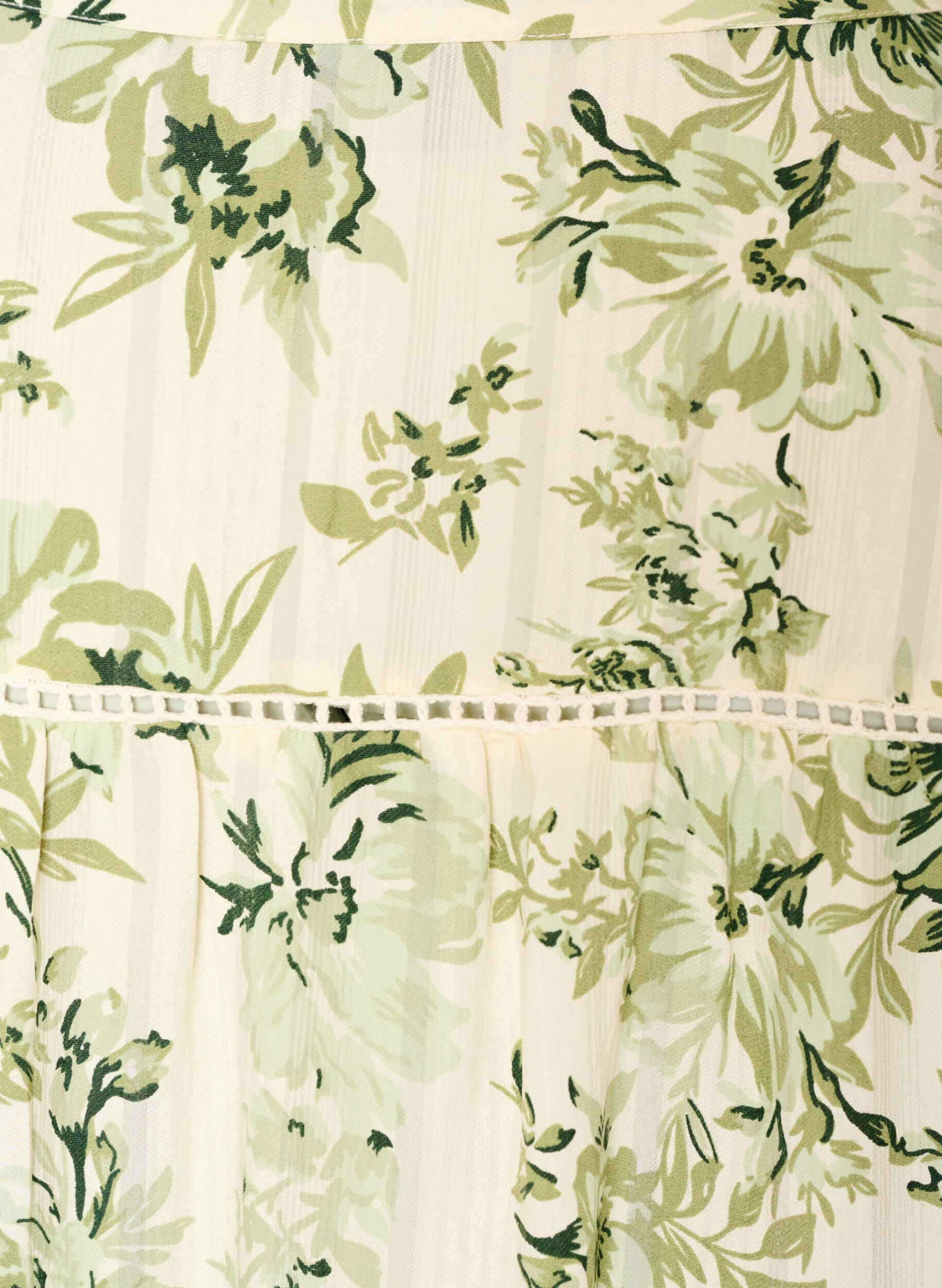 ZizziKort kjole i viskose med blondedetalj og A-formet snitt, Gr&oslash;nn, Packshot image number 3