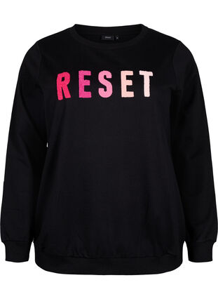 Sweatshirt med tekst, Black W. Reset, Packshot image number 0