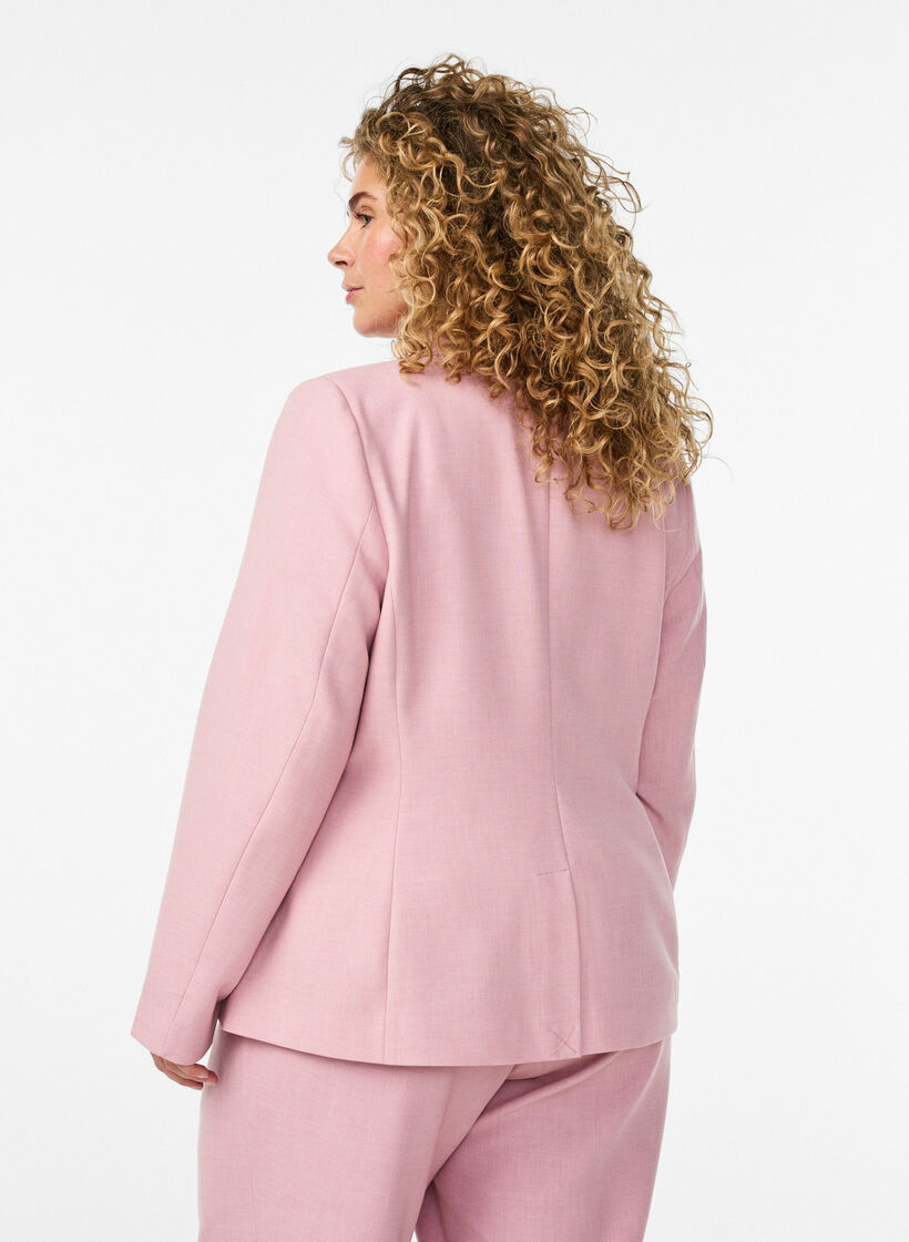 Klassisk blazer med enkel knappelukking og lommer, Rosa, Model image number 2