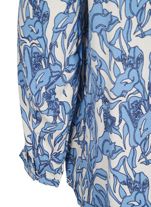 Zizzi Langermet bluse med blomsterprint og V-hals, Vanilje, Packshot image number 3