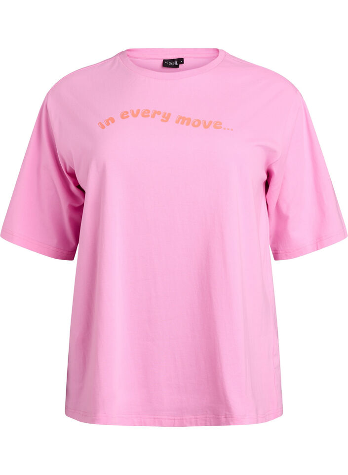 Sporty t-skjorte i &oslash;kologisk bomull, Rosa, Packshot image number 0