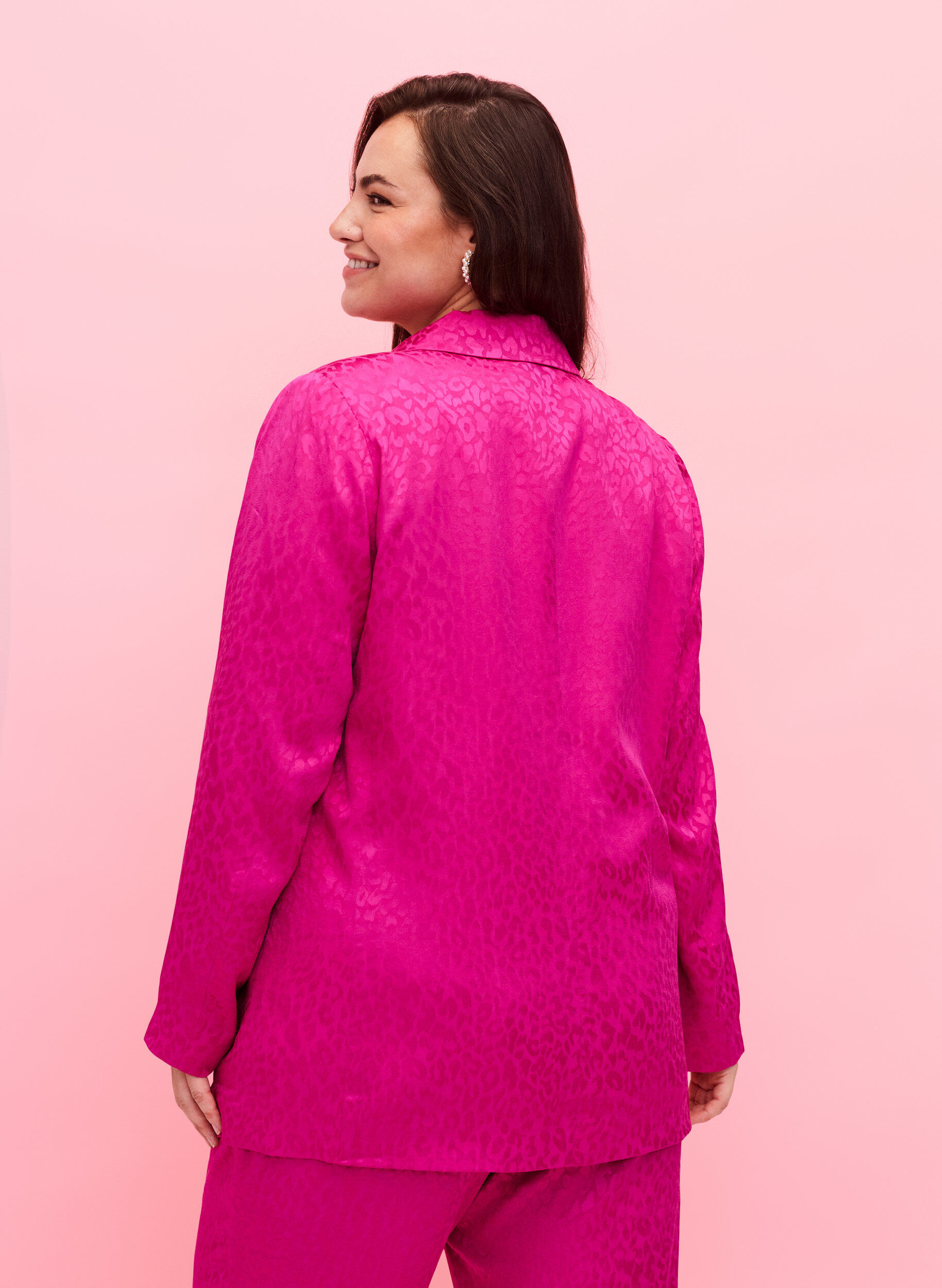 ZizziJacquard-blazer i viskose, ton-i-ton, Rose Violet, Model image number 1