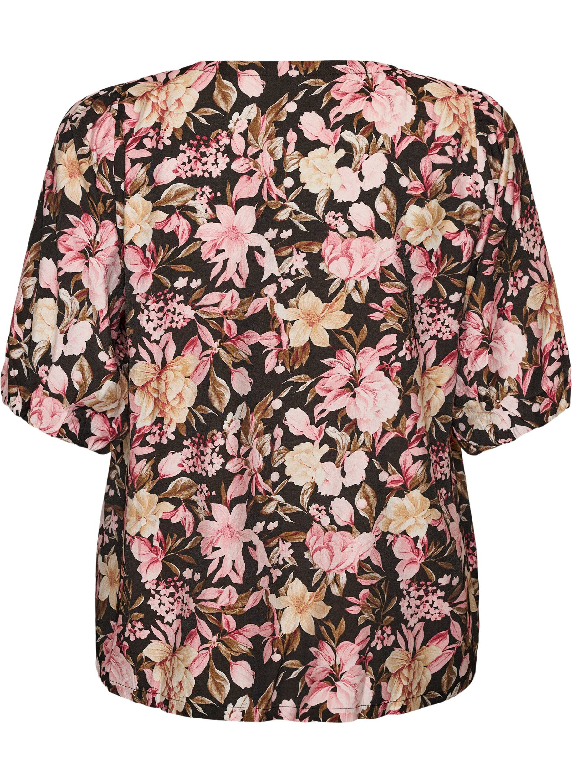 ZizziViskosebluse med V-hals, Rosa, Packshot image number 1