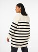 Langstrikket stripet cardigan, Birch w/Black, Model image number 1