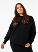 Ensfarget strikket bluse, Black, Model image number 0