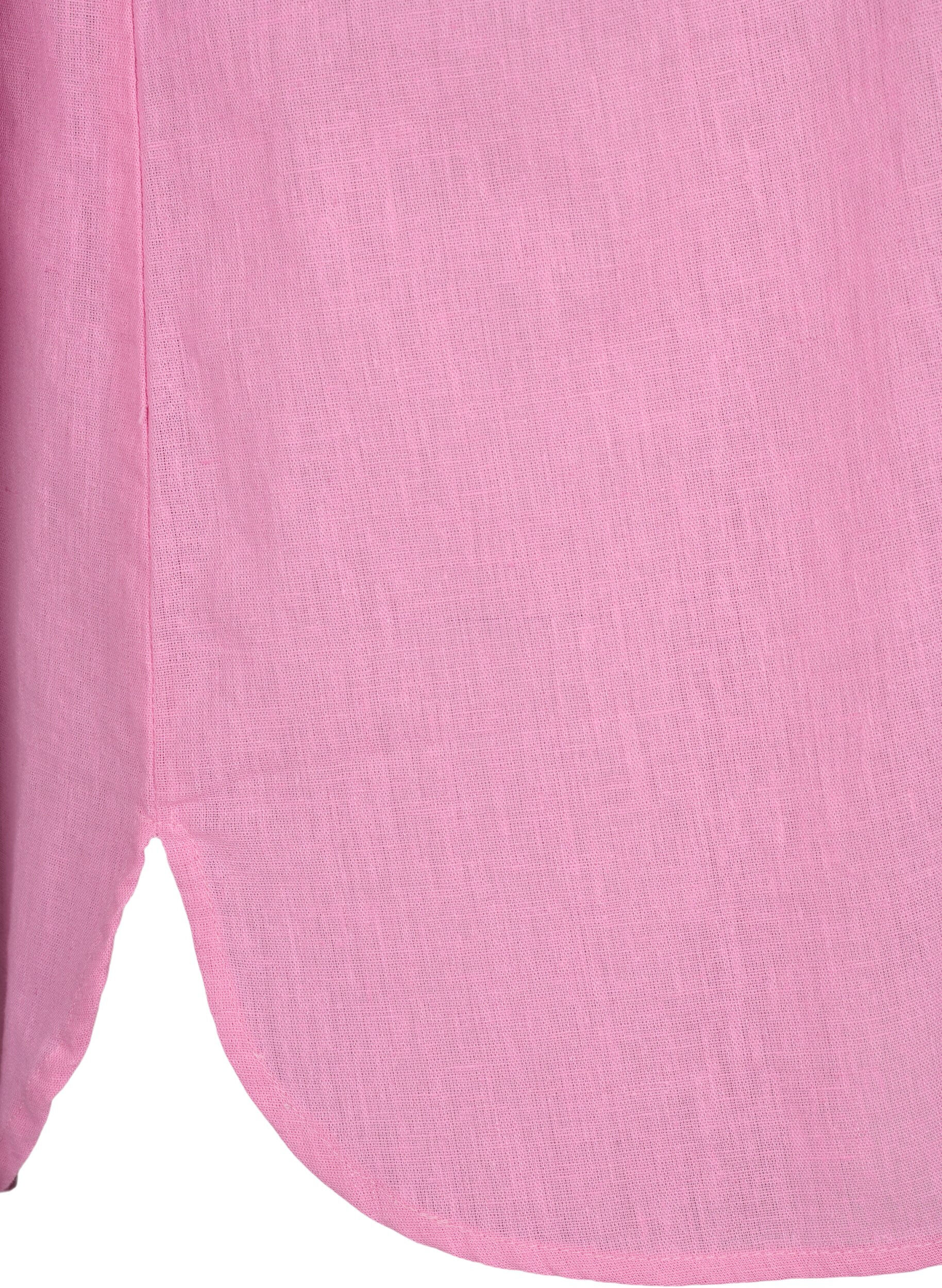 ZizziSkjortebluse med knappelukking i bomull-lin-blanding, Rosebloom, Packshot image number 3