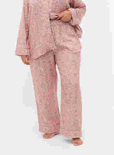 Pysjamasbukser i bomull med blomstermønster, Powder Pink, Model image number 1