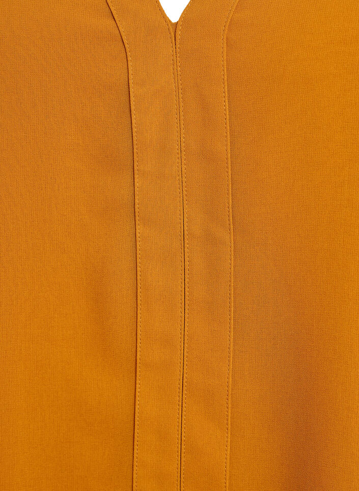 Bluse med gjennomsiktige ermer og smockdetaljer, Pumpkin Spice, Packshot
