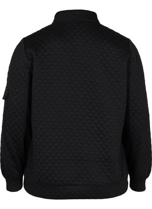 Quiltet genser med glidelås, Black, Packshot image number 1