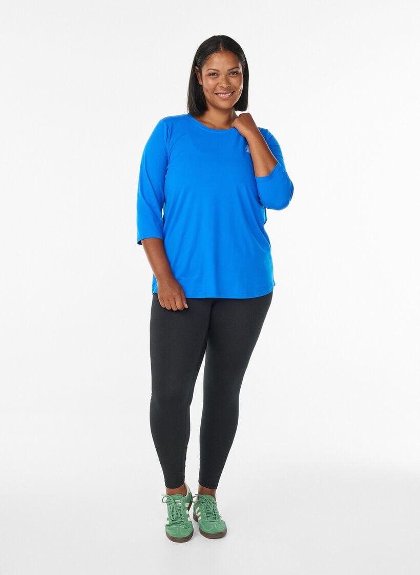 Treningsbluse med 3/4-ermer, Bl&aring;, Model image number 1