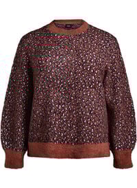 Strikkeplagg med dyretrykk og fluffy finish, Rød Strikkeplagg med dyretrykk og fluffy finish