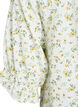 Blomstret viskosebluse med halvlange ermer, Hvit, Packshot image number 3