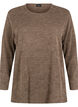 Melange Bluse med rund hals og lange ermer, Caribou, Packshot image number 0