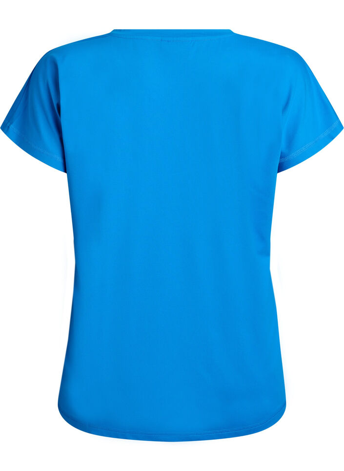 L&oslash;stsittende trenings-t-skjorte med v-hals, Bl&aring;, Packshot image number 1