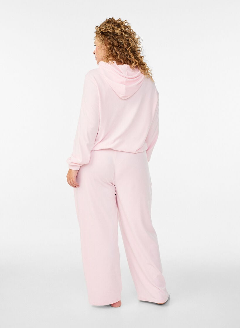 Myk velour-hettegenser med glidel&aring;s, Rosa, Model image number 2