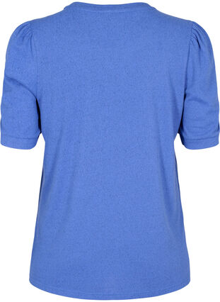 Bluse med korte puffermer, Dazzling Blue Mel., Packshot image number 1