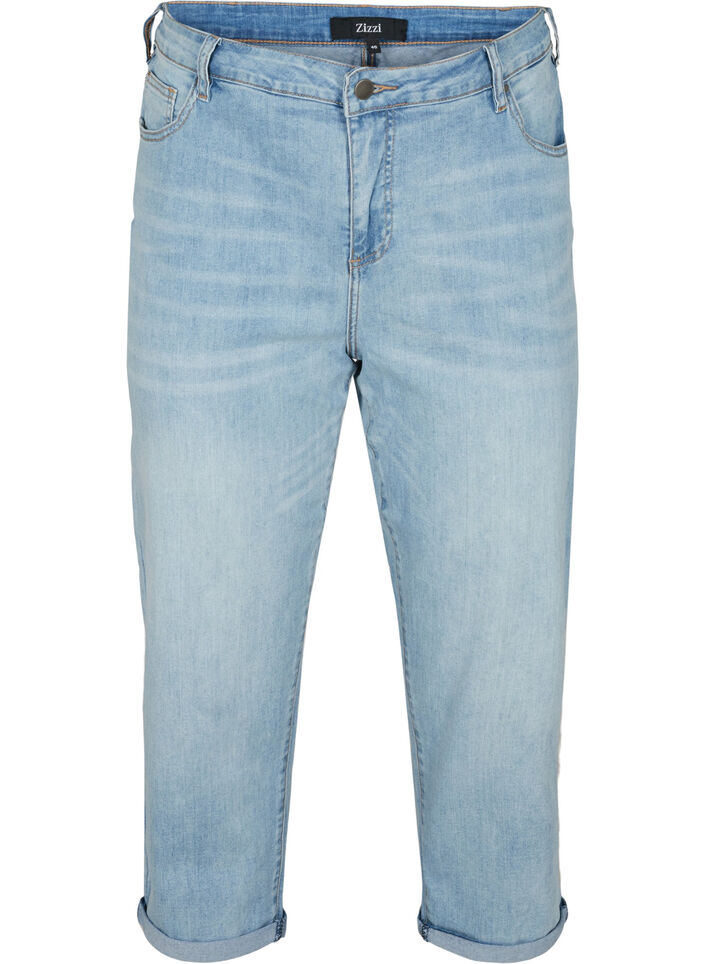 7/8-jeans med en liten brett og h&oslash;yt liv, Bl&aring;, Packshot image number 0
