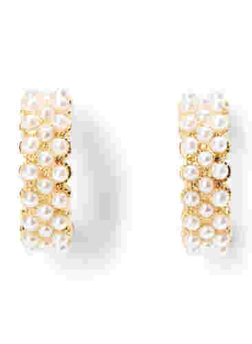 Hoops med små perler, Gold w. Pearl, Packshot image number 1