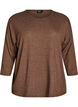 Jersey bluse med 3/4 ermer, Brun, Packshot image number 0