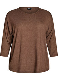 Jersey bluse med 3/4 ermer, Brun