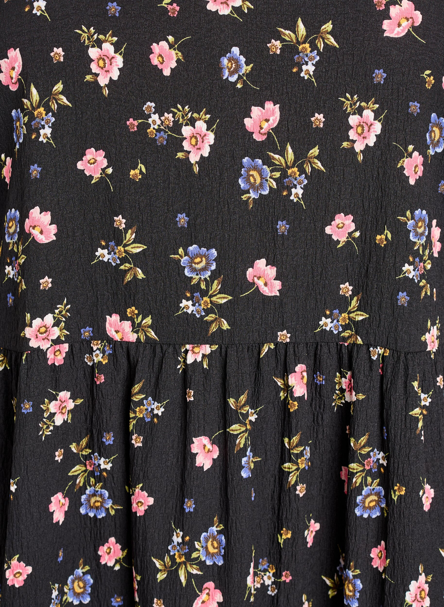 ZizziAnkellang kjole med korte ermer og lagdelte volanger, Svart, Packshot image number 2