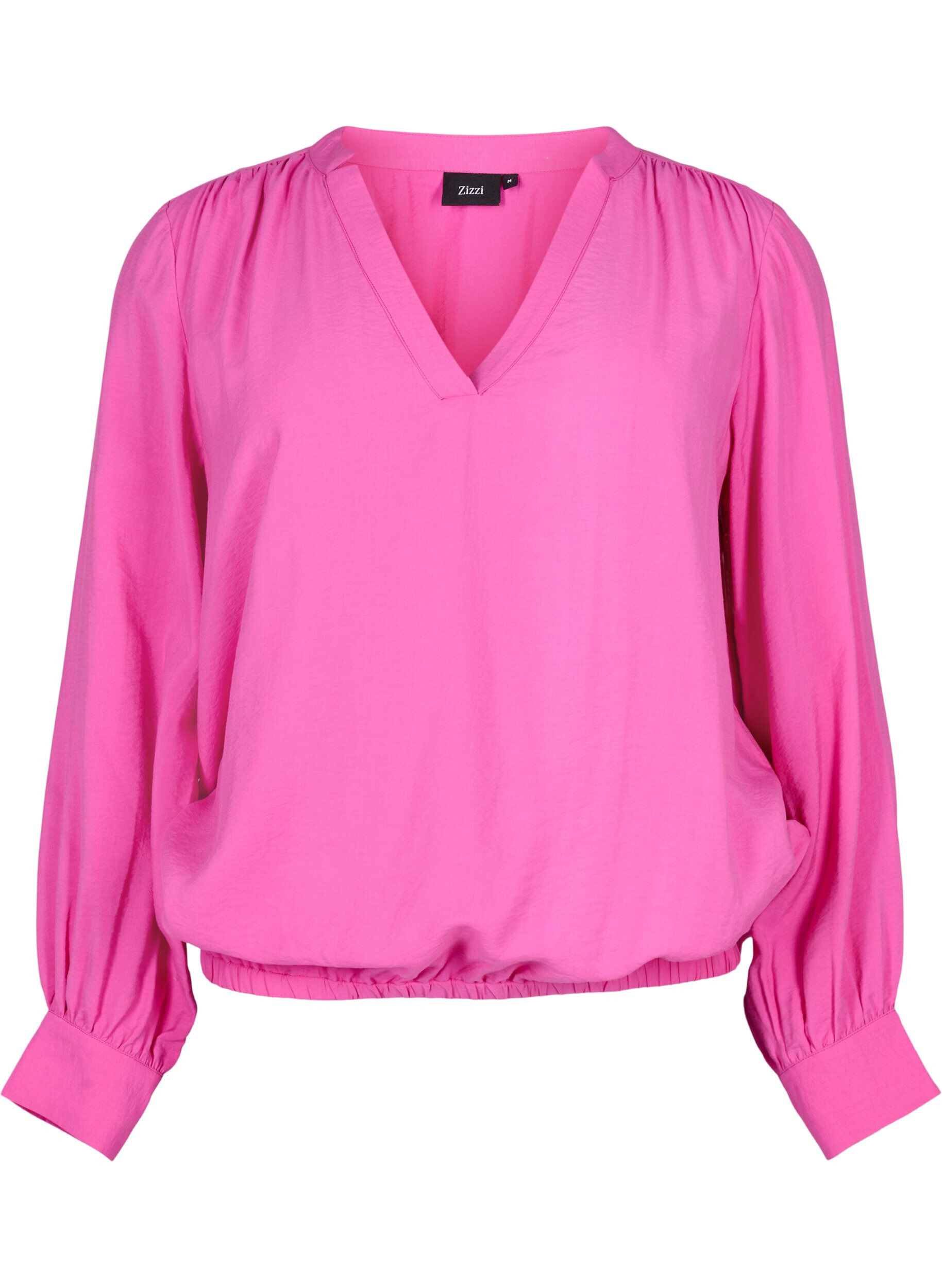 Zizzi Viskosebluse med V-hals, Raspberry Rose, Packshot image number 0
