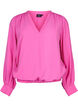 Viskosebluse med V-hals, Raspberry Rose, Packshot image number 0