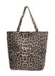 Denim shopper veske med leopardm&oslash;nster, Brun, Packshot image number 0