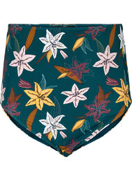 Bikinitruse med ekstra høyt liv og blomstermønster, Lily Teal